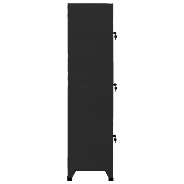 vidaXL Locker Cabinet Black 15"x17.7"x70.9" Steel - Image 3