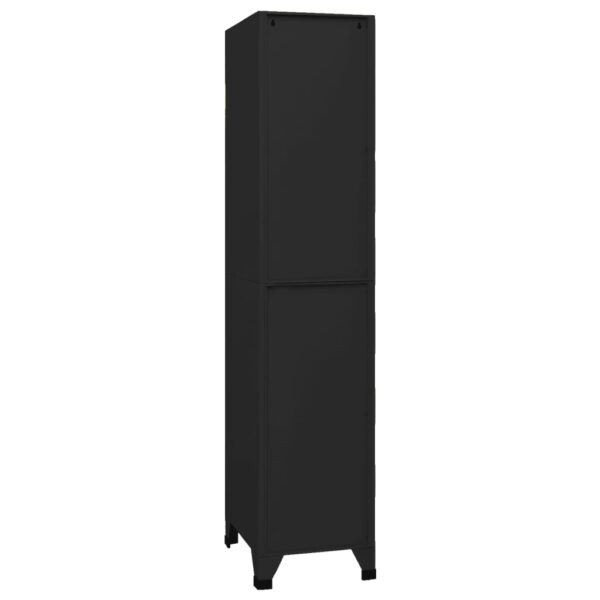 vidaXL Locker Cabinet Black 15"x17.7"x70.9" Steel - Image 4