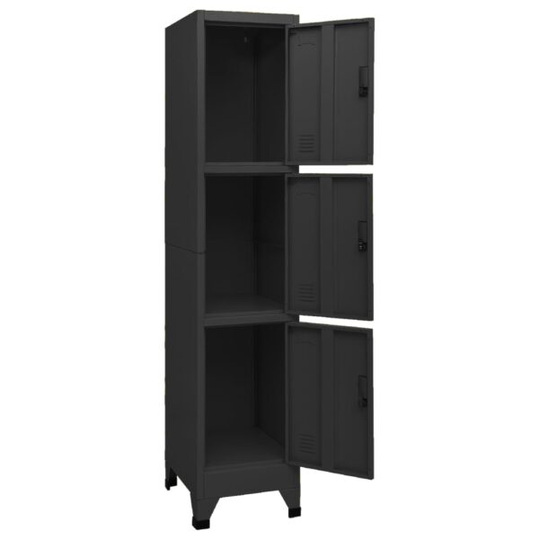 vidaXL Locker Cabinet Black 15"x17.7"x70.9" Steel - Image 5