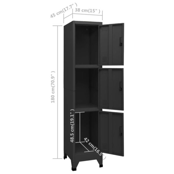 vidaXL Locker Cabinet Black 15"x17.7"x70.9" Steel - Image 8