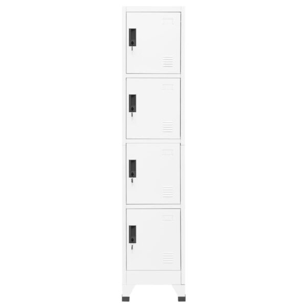 vidaXL Locker Cabinet White 15"x17.7"x70.9" Steel - Image 2