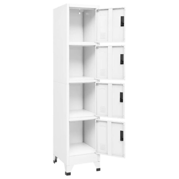 vidaXL Locker Cabinet White 15"x17.7"x70.9" Steel - Image 3