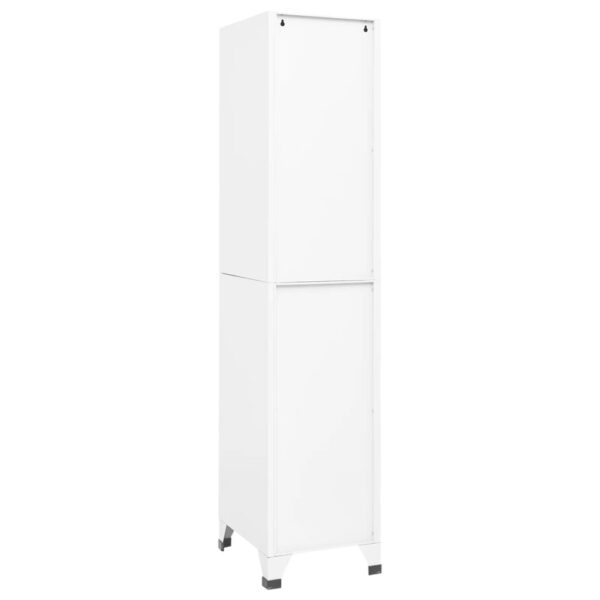 vidaXL Locker Cabinet White 15"x17.7"x70.9" Steel - Image 4