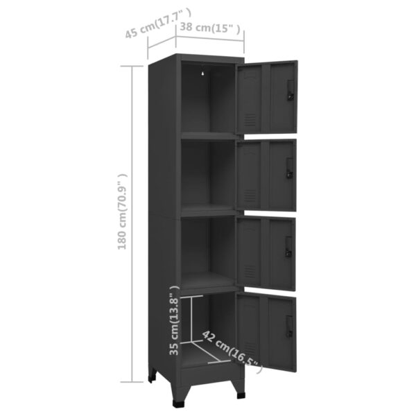 vidaXL Locker Cabinet Anthracite 15"x17.7"x70.9" Steel - Image 8