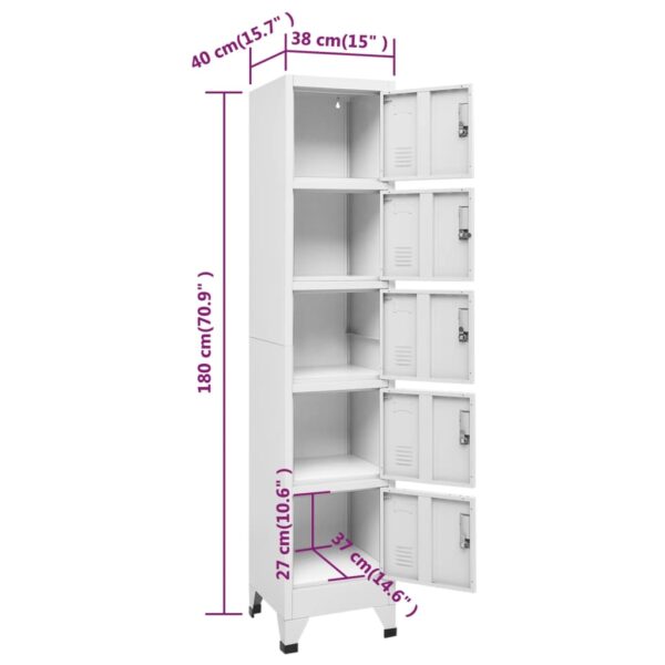 vidaXL Locker Cabinet Light Gray 15"x15.7"x70.9" Steel - Image 8