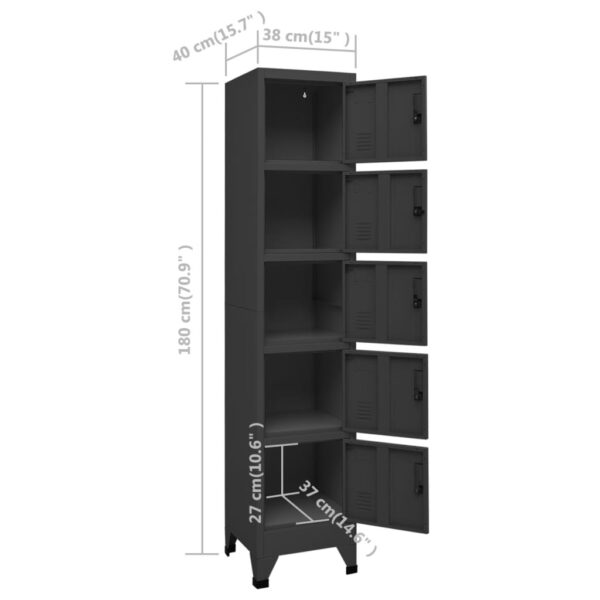 vidaXL Locker Cabinet Anthracite 15"x15.7"x70.9" Steel - Image 8