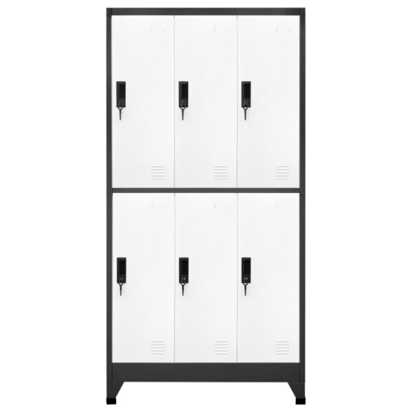 vidaXL Locker Cabinet Anthracite and White 35.4"x17.7"x70.9" Steel - Image 2