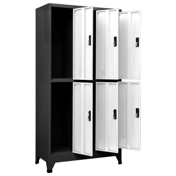 vidaXL Locker Cabinet Anthracite and White 35.4"x17.7"x70.9" Steel - Image 5