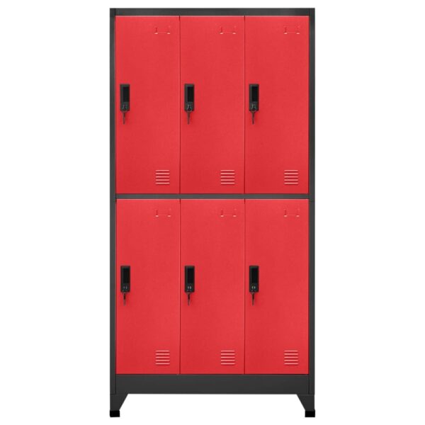 vidaXL Locker Cabinet Anthracite and Red 35.4"x17.7"x70.9" Steel - Image 2