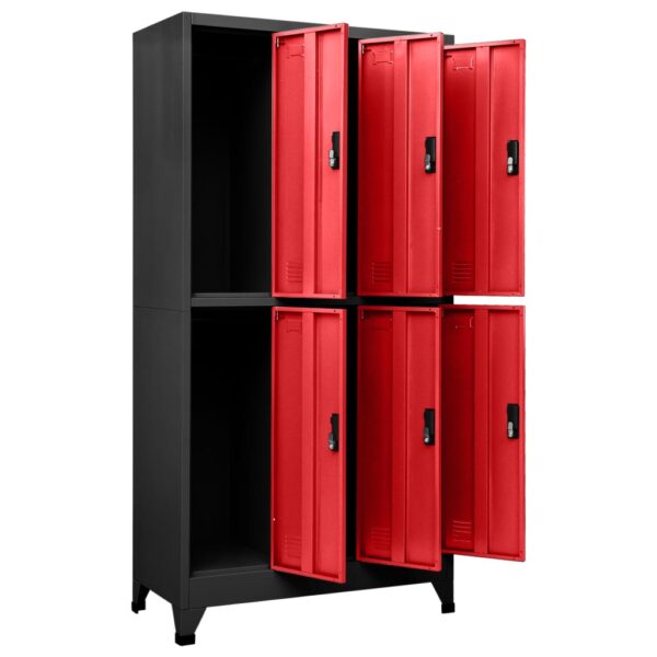 vidaXL Locker Cabinet Anthracite and Red 35.4"x17.7"x70.9" Steel - Image 5