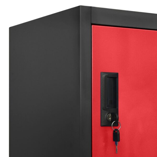 vidaXL Locker Cabinet Anthracite and Red 35.4"x17.7"x70.9" Steel - Image 7