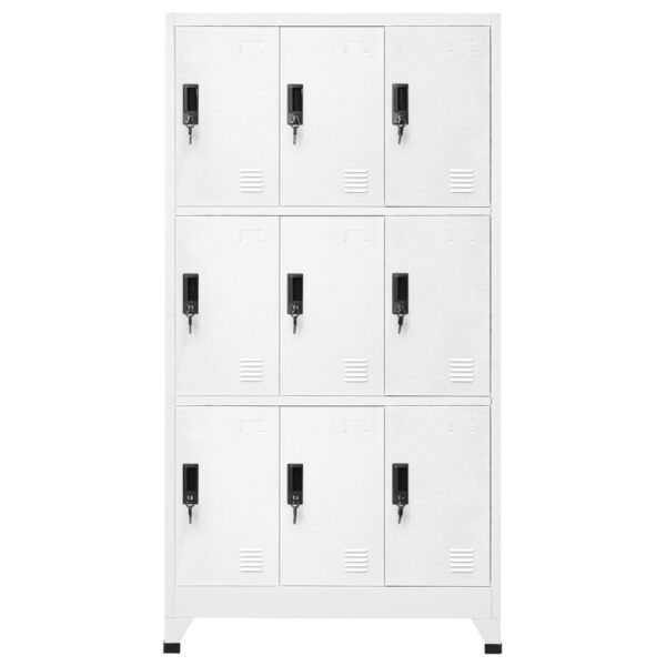 vidaXL Locker Cabinet White 35.4"x17.7"x70.9" Steel - Image 2