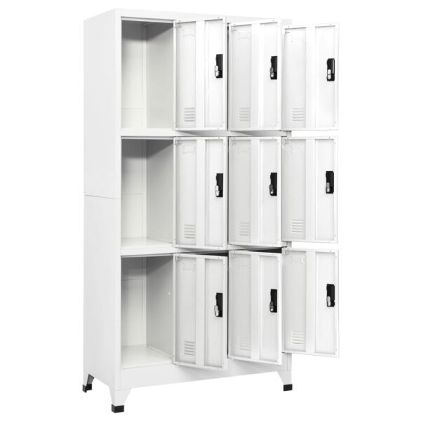 vidaXL Locker Cabinet White 35.4"x17.7"x70.9" Steel - Image 3