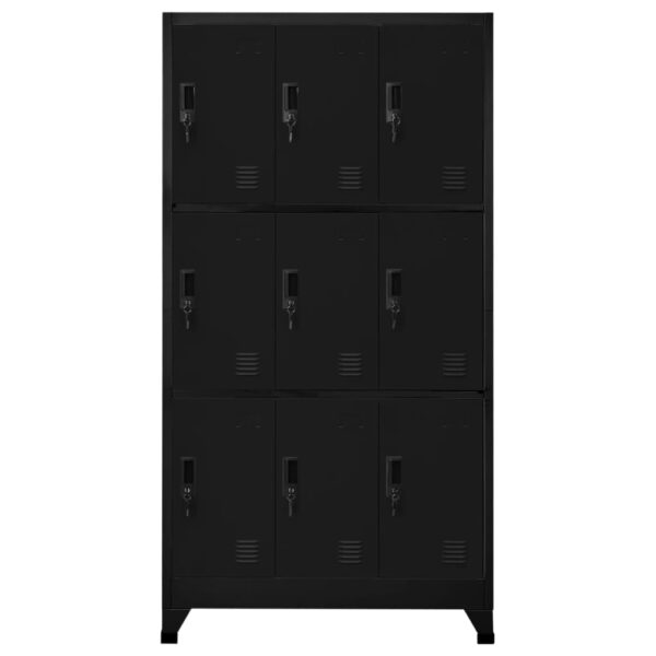 vidaXL Locker Cabinet Black 35.4"x17.7"x70.9" Steel - Image 2