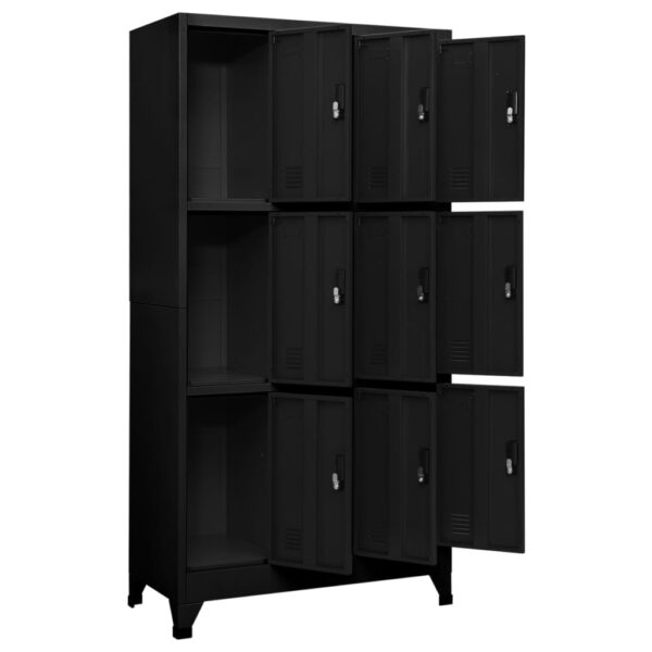 vidaXL Locker Cabinet Black 35.4"x17.7"x70.9" Steel - Image 3