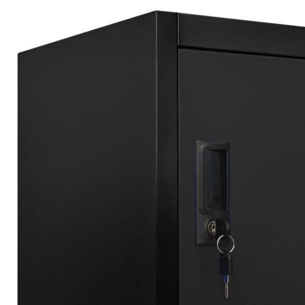 vidaXL Locker Cabinet Black 35.4"x17.7"x70.9" Steel - Image 7