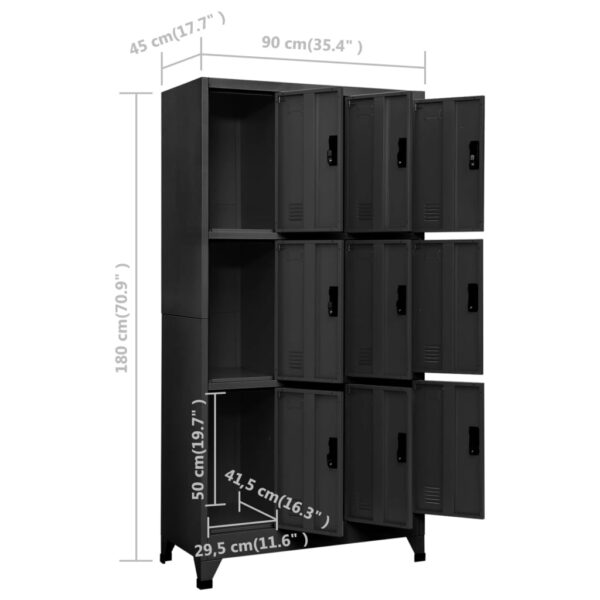 vidaXL Locker Cabinet Anthracite 35.4"x17.7"x70.9" Steel - Image 8