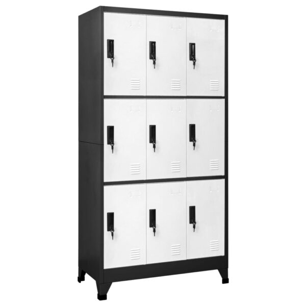 vidaXL Locker Cabinet Anthracite and White 35.4"x17.7"x70.9" Steel