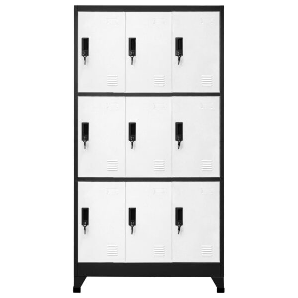 vidaXL Locker Cabinet Anthracite and White 35.4"x17.7"x70.9" Steel - Image 2