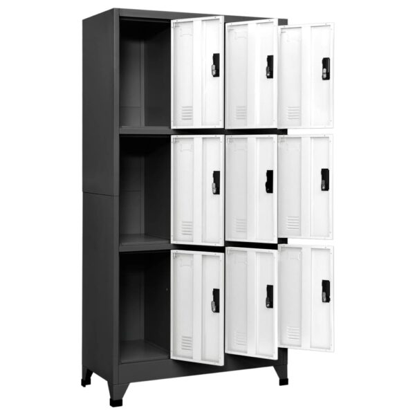 vidaXL Locker Cabinet Anthracite and White 35.4"x17.7"x70.9" Steel - Image 3