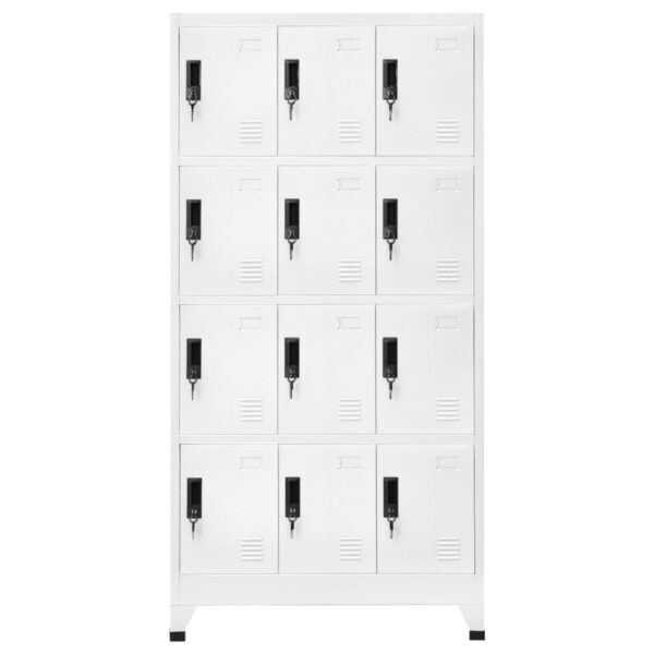 vidaXL Locker Cabinet White 35.4"x17.7"x70.9" Steel - Image 2