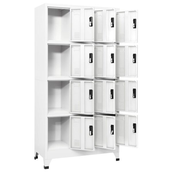 vidaXL Locker Cabinet White 35.4"x17.7"x70.9" Steel - Image 3