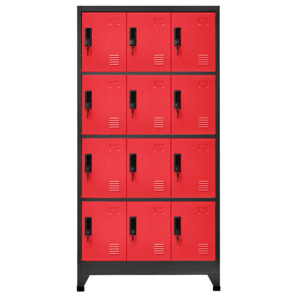 vidaXL Locker Cabinet Anthracite and Red 35.4"x17.7"x70.9" Steel - Image 2