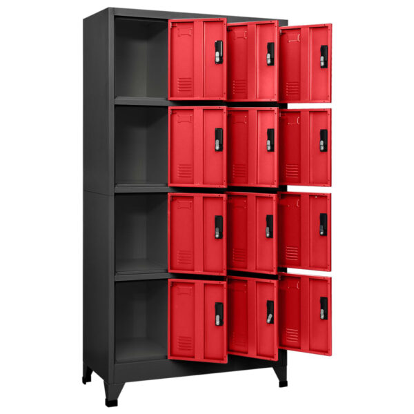 vidaXL Locker Cabinet Anthracite and Red 35.4"x17.7"x70.9" Steel - Image 3