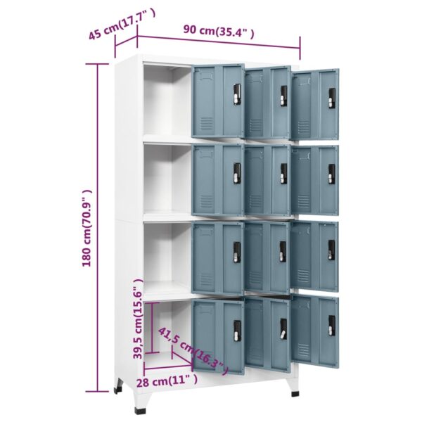 vidaXL Locker Cabinet Light Gray and Dark Gray 35.4"x17.7"x70.9" Steel - Image 8