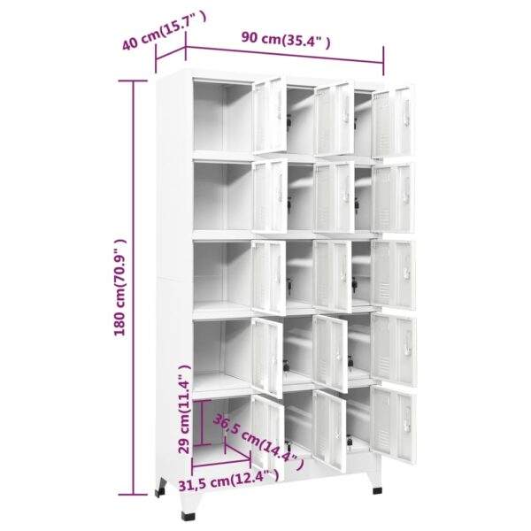 vidaXL Locker Cabinet Light Gray 35.4"x15.7"x70.9" Steel - Image 8