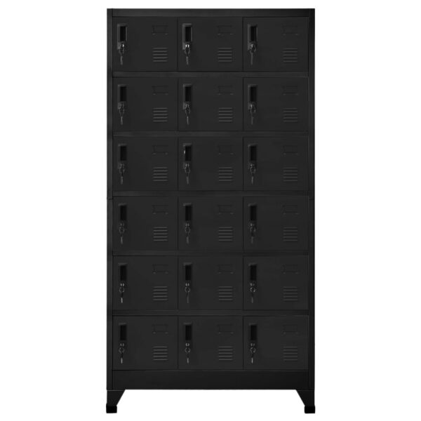 vidaXL Locker Cabinet Black 35.4"x15.7"x70.9" Steel - Image 2