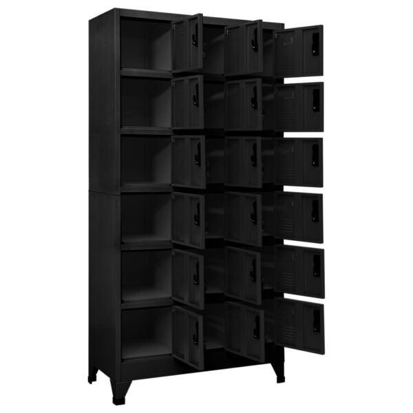 vidaXL Locker Cabinet Black 35.4"x15.7"x70.9" Steel - Image 3