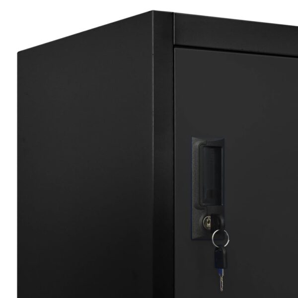 vidaXL Locker Cabinet Black 35.4"x15.7"x70.9" Steel - Image 7