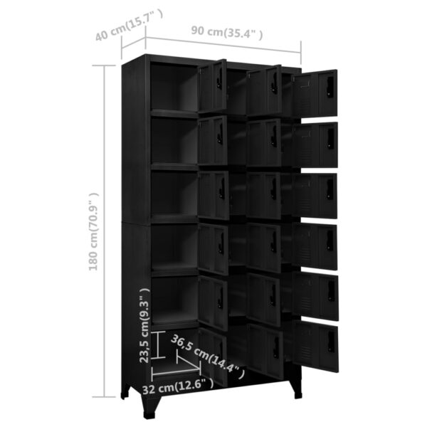 vidaXL Locker Cabinet Black 35.4"x15.7"x70.9" Steel - Image 8