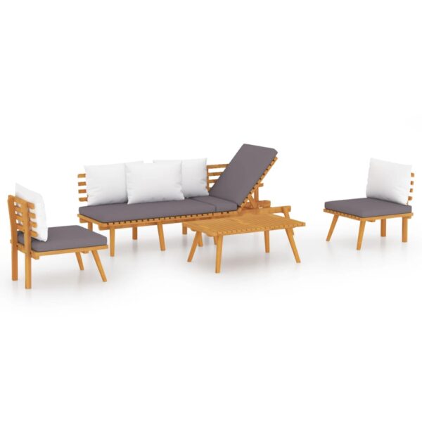 vidaXL 4 Piece Patio Lounge Set with Cushions Solid Acacia Wood - Image 2