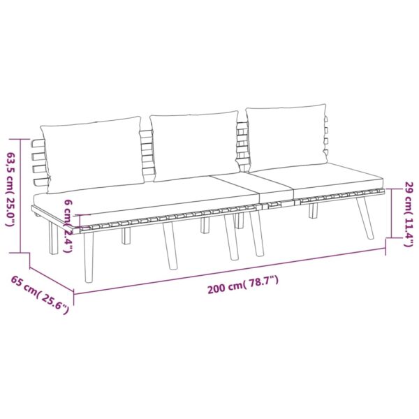 vidaXL 4 Piece Patio Lounge Set with Cushions Solid Acacia Wood - Image 7