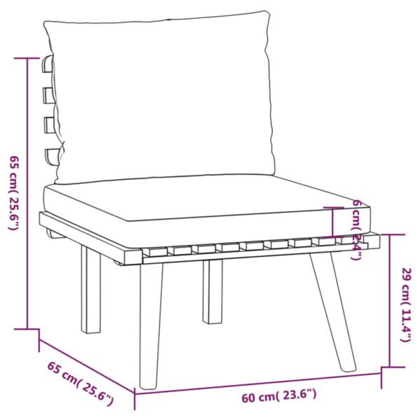 vidaXL 4 Piece Patio Lounge Set with Cushions Solid Acacia Wood - Image 8