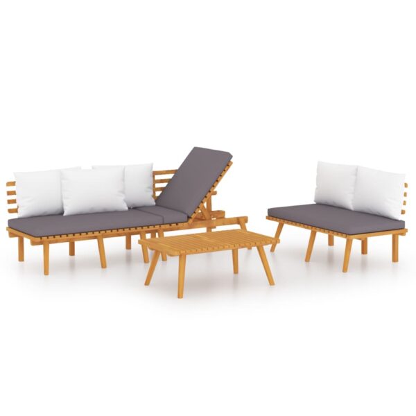 vidaXL 3 Piece Patio Lounge Set with Cushions Solid Acacia Wood - Image 2