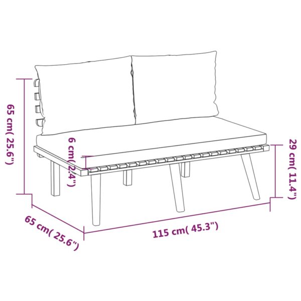 vidaXL 3 Piece Patio Lounge Set with Cushions Solid Acacia Wood - Image 8