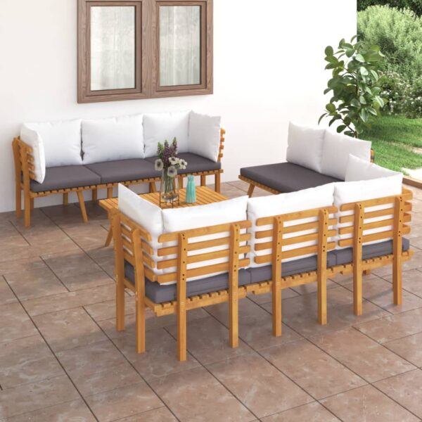 vidaXL 8 Piece Patio Lounge Set with Cushions Solid Acacia Wood