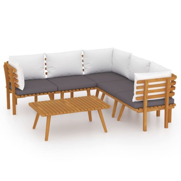 vidaXL 6 Piece Patio Lounge Set with Cushions Solid Acacia Wood - Image 2