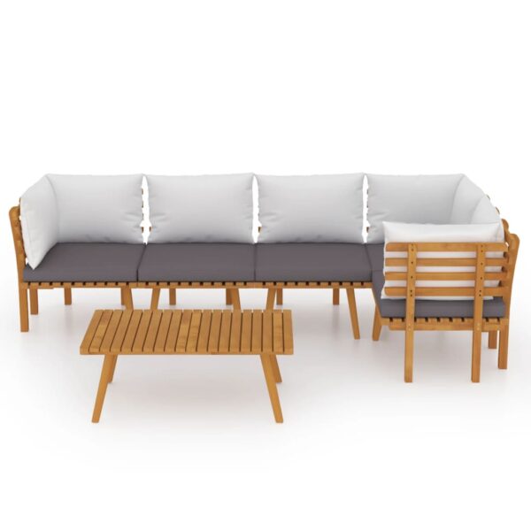 vidaXL 6 Piece Patio Lounge Set with Cushions Solid Acacia Wood - Image 3