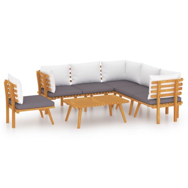 vidaXL 7 Piece Patio Lounge Set with Cushions Solid Acacia Wood - Image 2