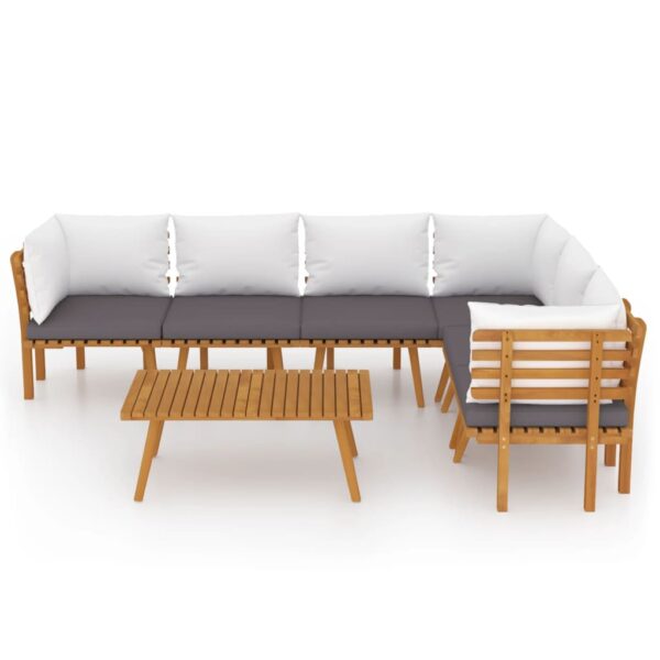 vidaXL 7 Piece Patio Lounge Set with Cushions Solid Acacia Wood - Image 3