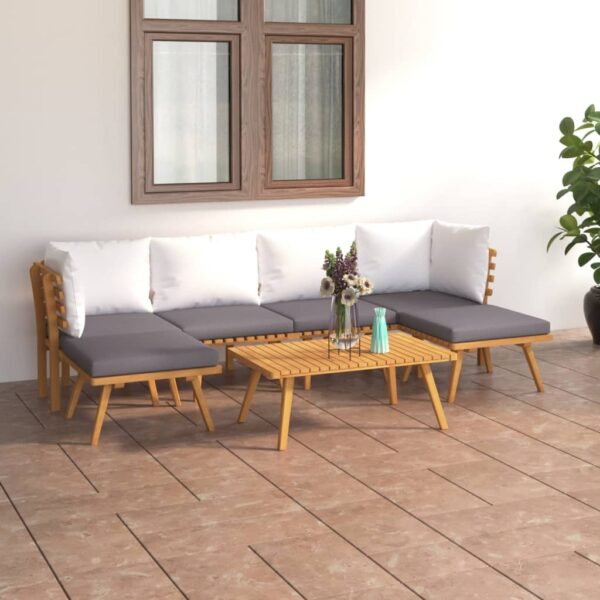 vidaXL 7 Piece Patio Lounge Set with Cushions Solid Acacia Wood