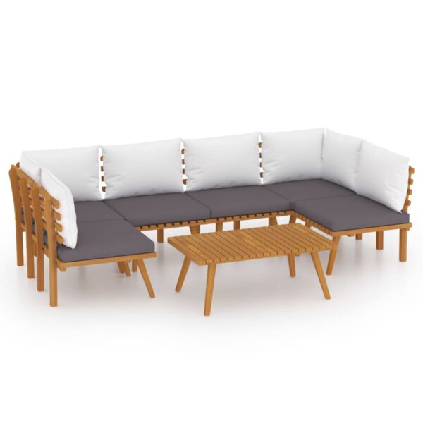 vidaXL 7 Piece Patio Lounge Set with Cushions Solid Acacia Wood - Image 2