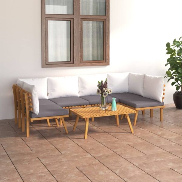 vidaXL 7 Piece Patio Lounge Set with Cushions Solid Acacia Wood