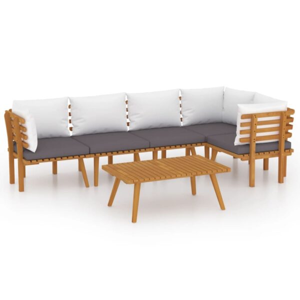 vidaXL 6 Piece Patio Lounge Set with Cushions Solid Acacia Wood - Image 2