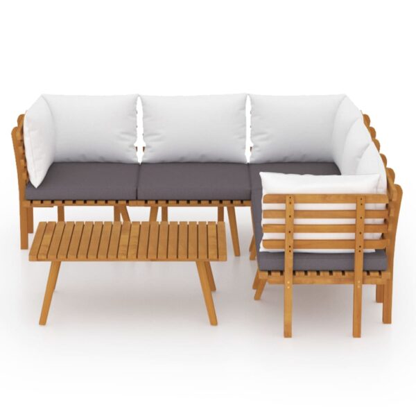 vidaXL 6 Piece Patio Lounge Set with Cushions Solid Acacia Wood - Image 3