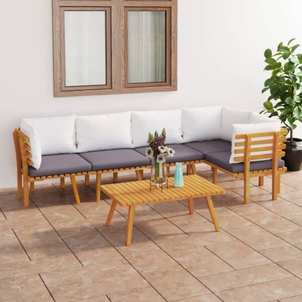 vidaXL 6 Piece Patio Lounge Set with Cushions Solid Acacia Wood